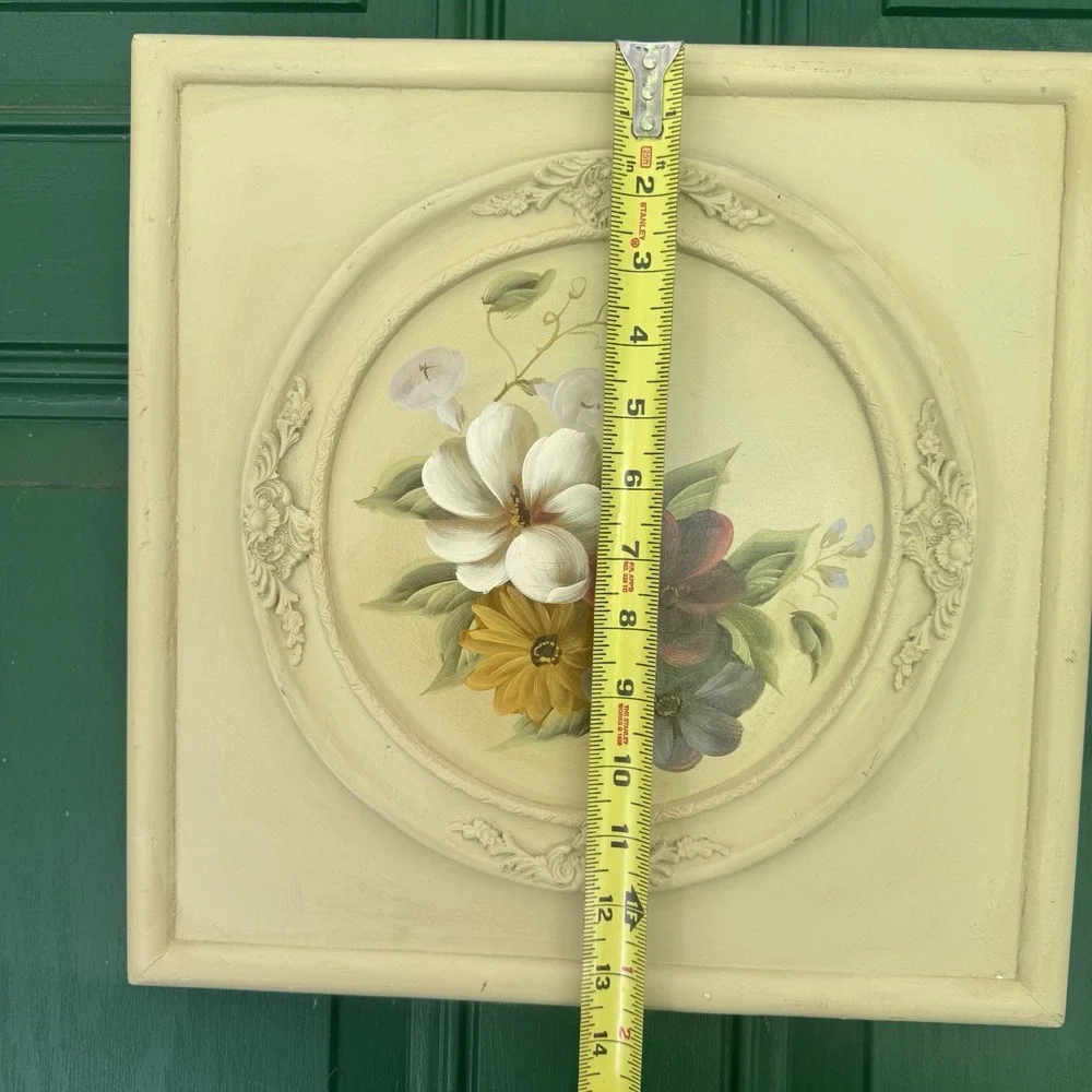 Vintage‎ Hand-painted Floral Wall Art Plaque - Cottagecore Ornate Frame